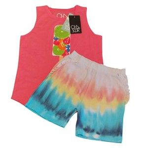 Chaser Girls Sz 12 2 Pc Set Scoop Bottom Tank Top Elastic Waist Shorts New